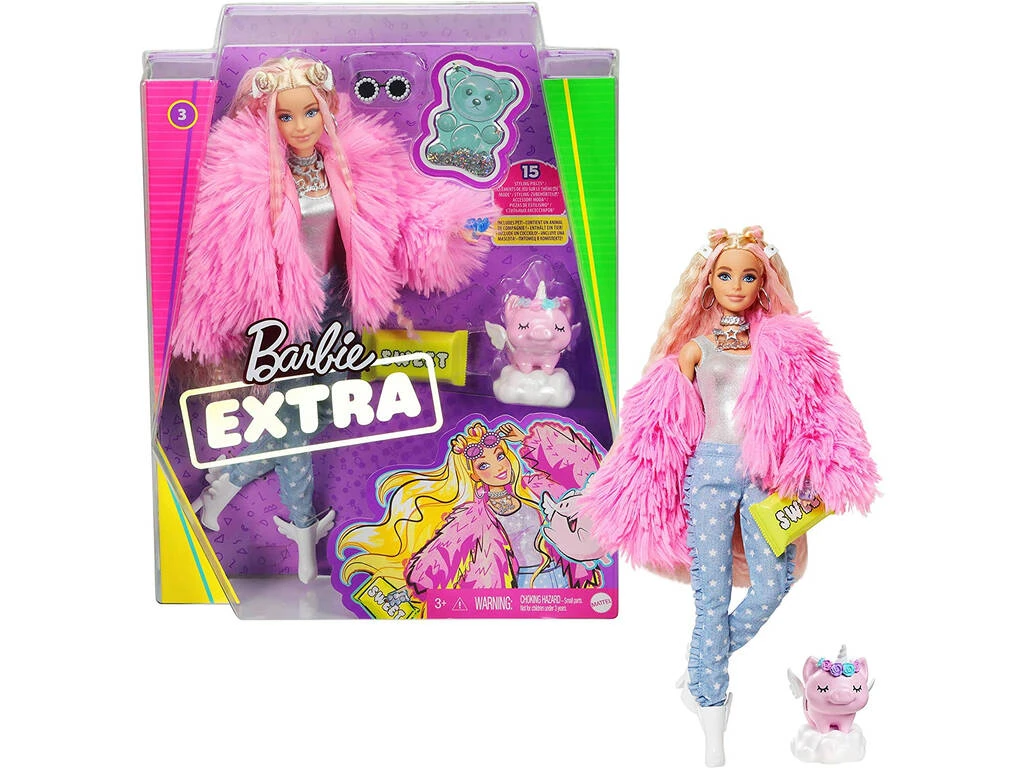 Barbie Fashionista Extra Vestido Rosa Con Mascota Y Complementos Mattel GRN28 4 Barbie Fashionista Extra Vestido Rosa Con Mascota Y Complementos Mattel GRN28 - Imagen 2