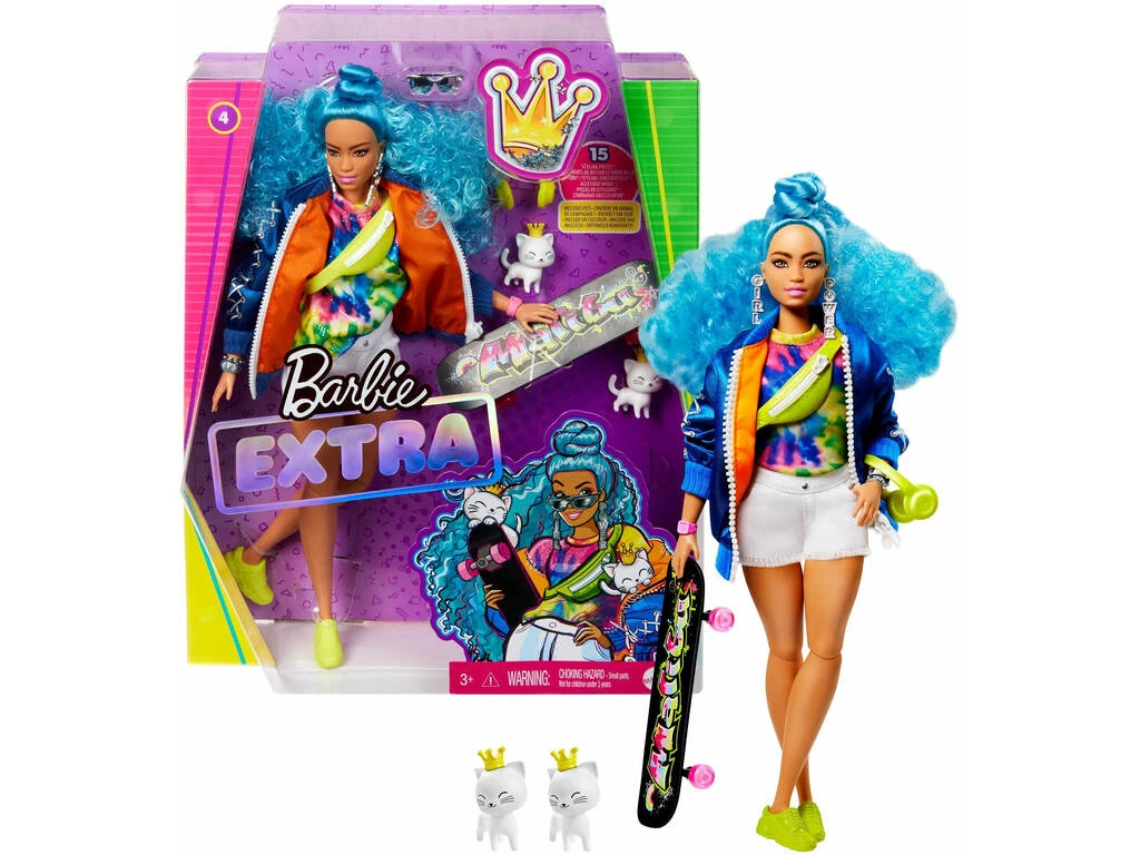 Barbie Extra Pelo Azul Rizado Mattel GRN30 4 Barbie Extra Pelo Azul Rizado Mattel GRN30 - Imagen 2