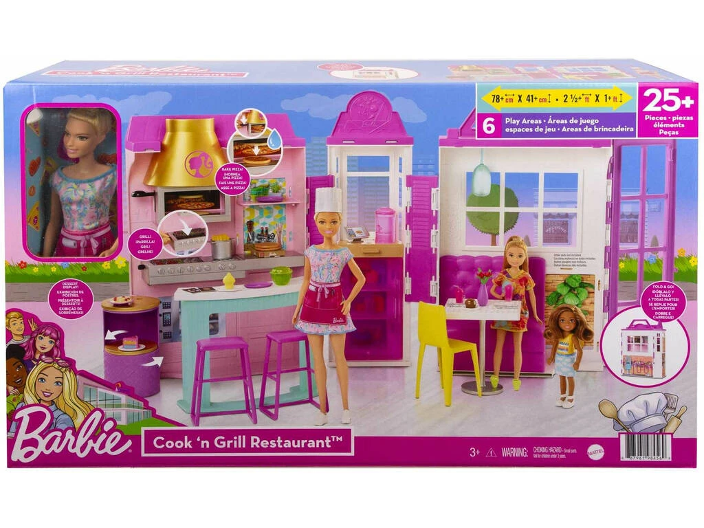 Barbie Restaurante Cook And Grill Mattel HBB91 4 Barbie Restaurante Cook And Grill Mattel HBB91 - Imagen 2