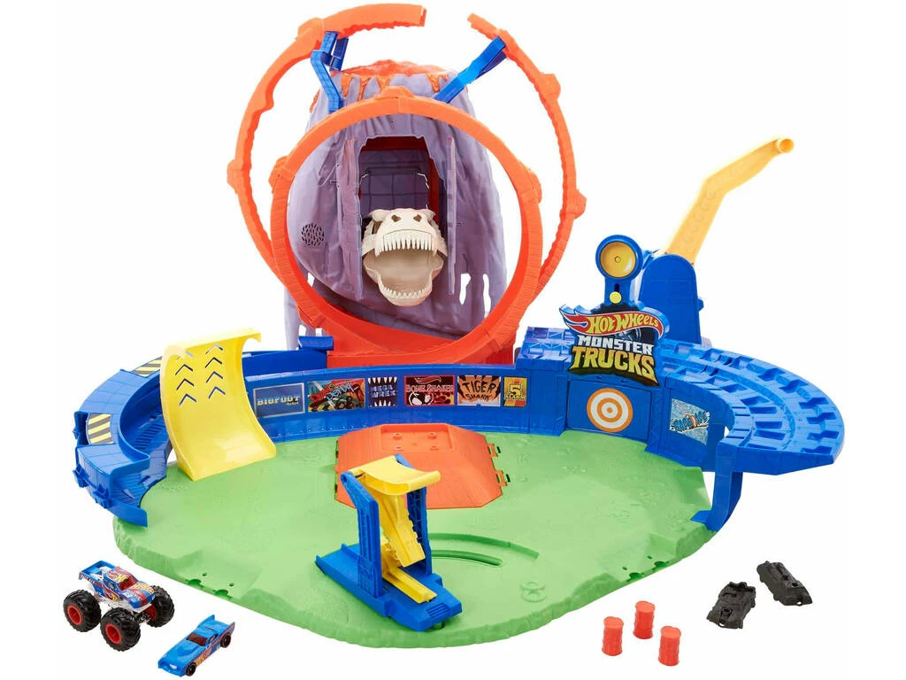 Hot Wheels Monster Trucks Estadio Con Volcán Y T-Rex Mattel GYL14 3 Hot Wheels Monster Trucks Estadio Con Volcán Y T-Rex Mattel GYL14