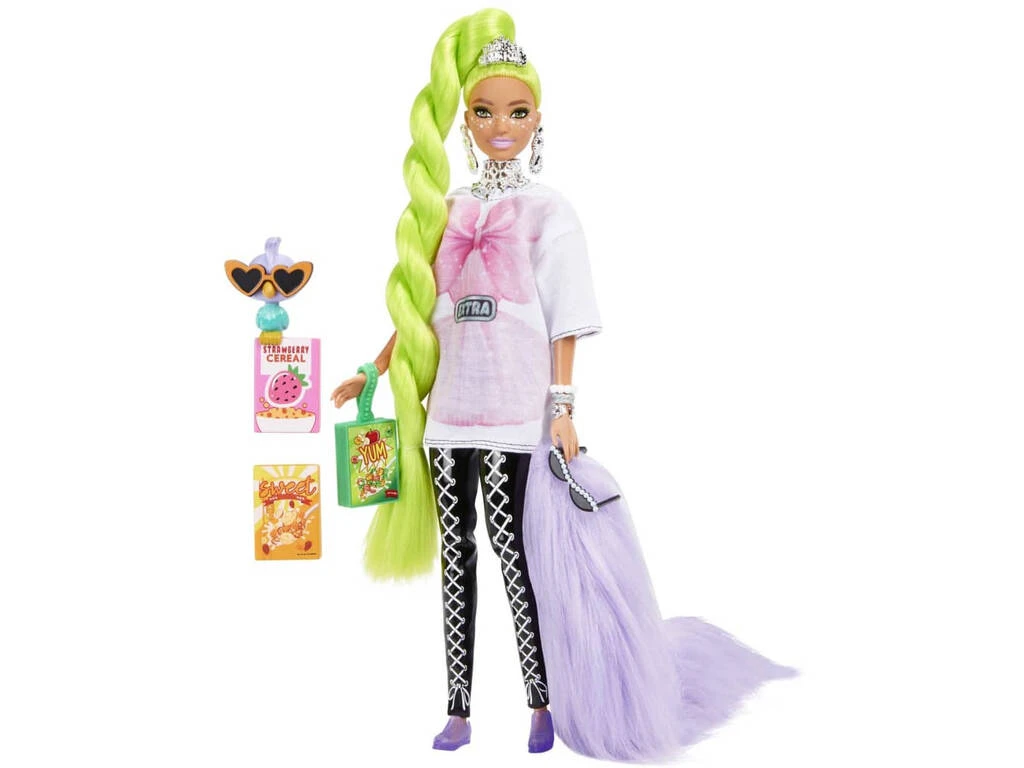 Barbie Extra Pelo Verde Neón Mattel HDJ44 3 Barbie Extra Pelo Verde Neón Mattel HDJ44