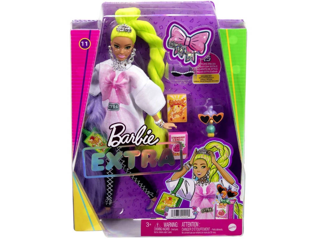 Barbie Extra Pelo Verde Neón Mattel HDJ44 4 Barbie Extra Pelo Verde Neón Mattel HDJ44 - Imagen 2
