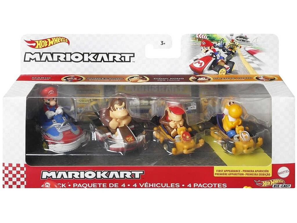 Hot Wheels Mariokart Pack 4 Personajes Mattel GWB36 3 Hot Wheels Mariokart Pack 4 Personajes Mattel GWB36
