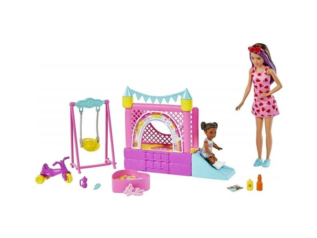 Barbie Skipper Niñera Con Castillo Inflable Mattel HHB67 3 Barbie Skipper Niñera Con Castillo Inflable Mattel HHB67