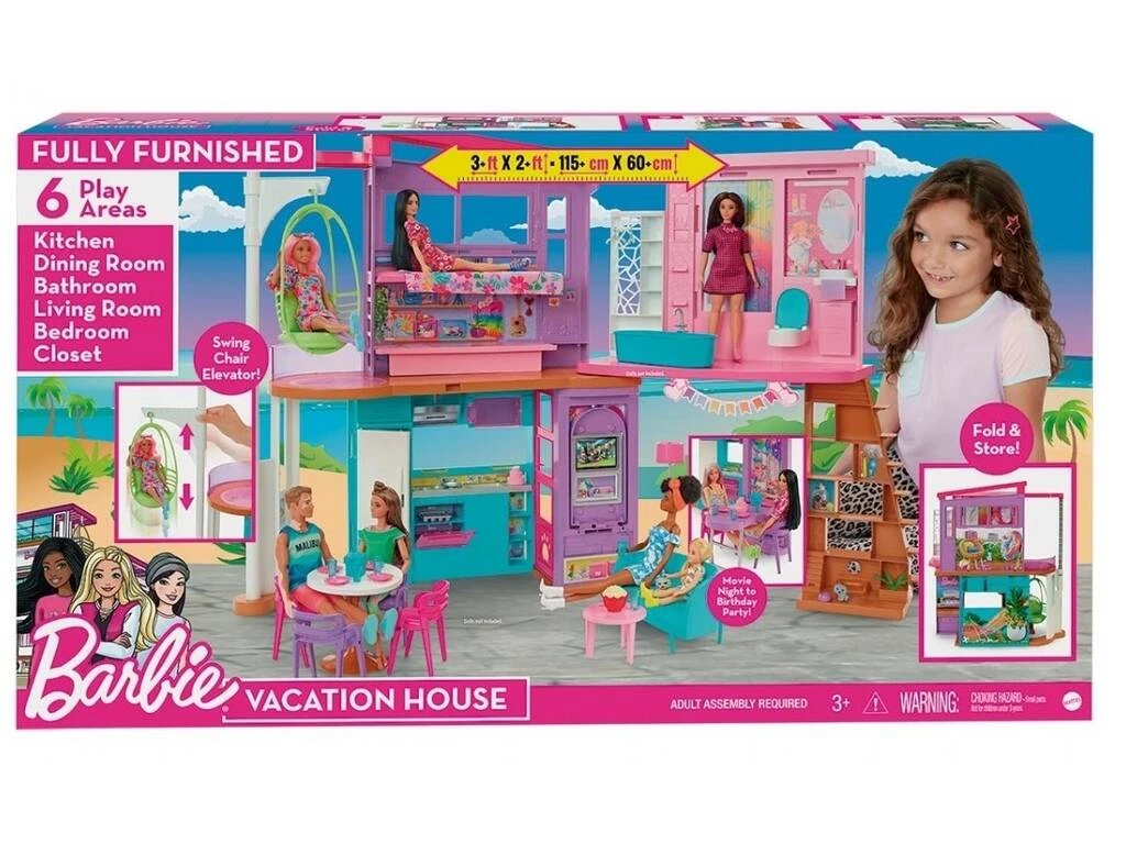 Barbie Casa De Vacaciones Amueblada Mattel HCD50 4 Barbie Casa De Vacaciones Amueblada Mattel HCD50 - Imagen 2