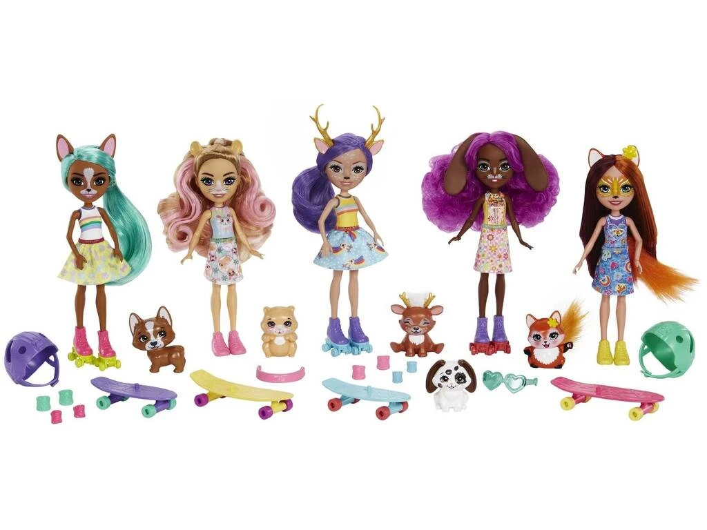 Enchantimals City Tails Pack 5 Muñecas Skate Mattel HHC19 3 Enchantimals City Tails Pack 5 Muñecas Skate Mattel HHC19