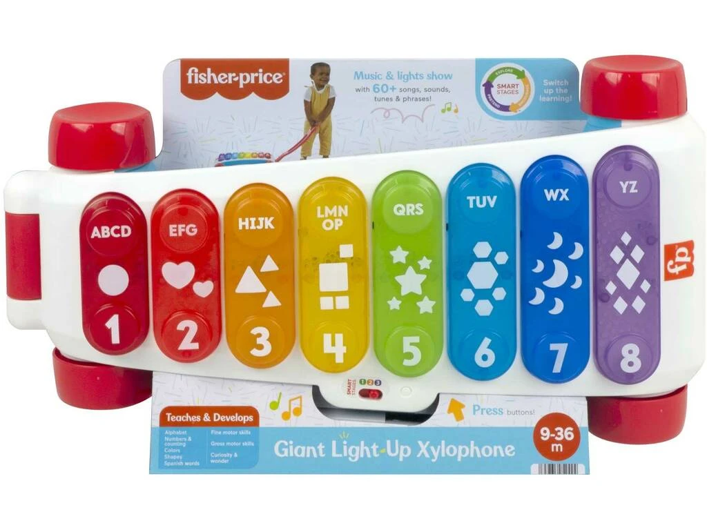 Fisher Price Xilófono Luminoso Gigante Mattel HJK38 4 Fisher Price Xilófono Luminoso Gigante Mattel HJK38 - Imagen 2