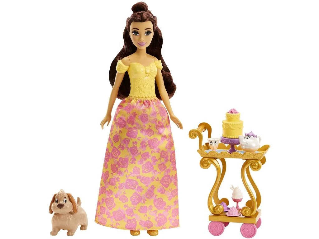 Princesas Disney Muñeca Bella Y Carrito De Té Mattel HLW20 3 Princesas Disney Muñeca Bella Y Carrito De Té Mattel HLW20