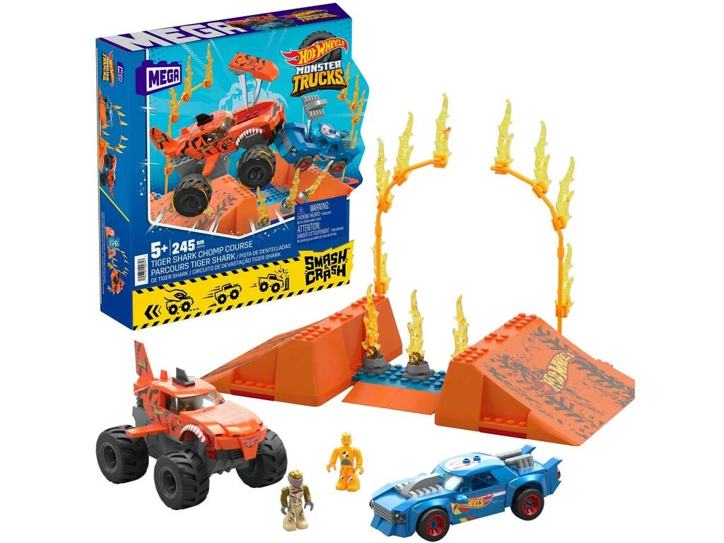 Mega Hot Wheels Monster Trucks Pista De Dentelladas De Tiger Shark Mattel HKF88 4 Mega Hot Wheels Monster Trucks Pista De Dentelladas De Tiger Shark Mattel HKF88 - Imagen 2