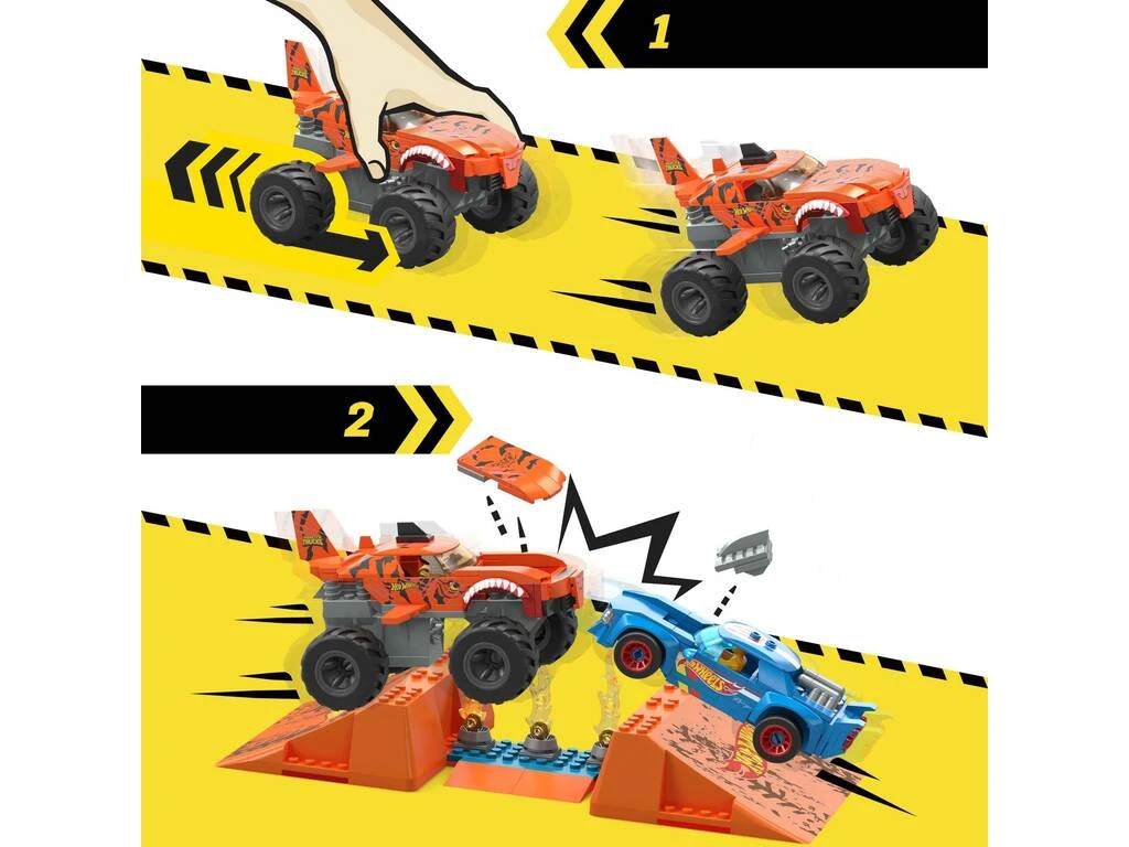 Mega Hot Wheels Monster Trucks Pista De Dentelladas De Tiger Shark Mattel HKF88 6 Mega Hot Wheels Monster Trucks Pista De Dentelladas De Tiger Shark Mattel HKF88 - Imagen 4
