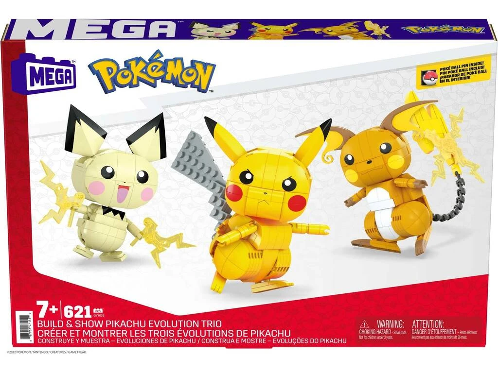 Pokémon Mega Construx Figuras Pichu, Pikachu Y Raichu Mattel GYH06 4 Pokémon Mega Construx Figuras Pichu, Pikachu Y Raichu Mattel GYH06 - Imagen 2